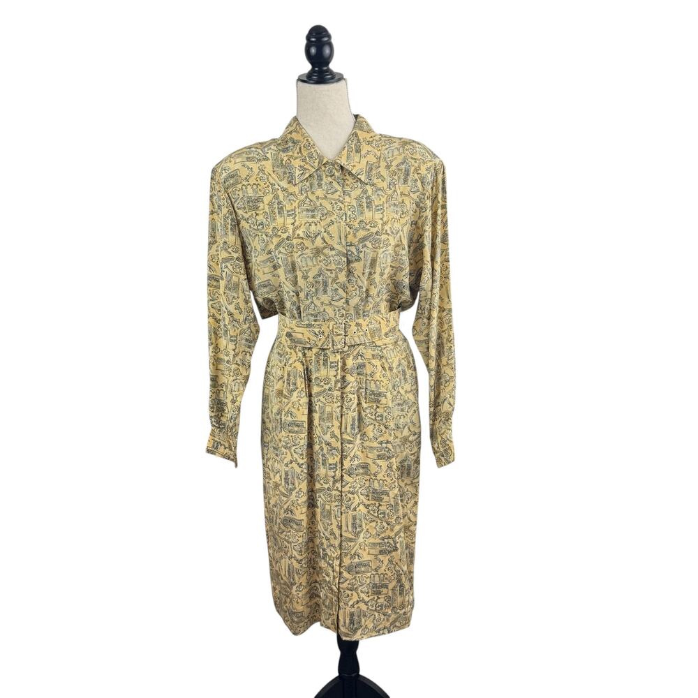 VTG Barrie Pace Belted Silk Shirt Dress